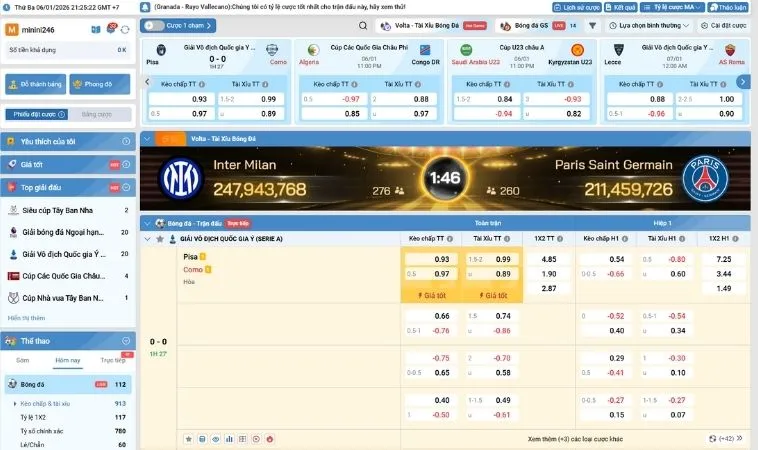 Giao diện cá cược thể thao tại Go88 hiện đại, chuyên nghiệp