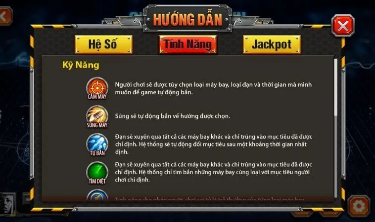 Các tính năng trong game Bắn Cá Đại Chiến B52 tại GO88