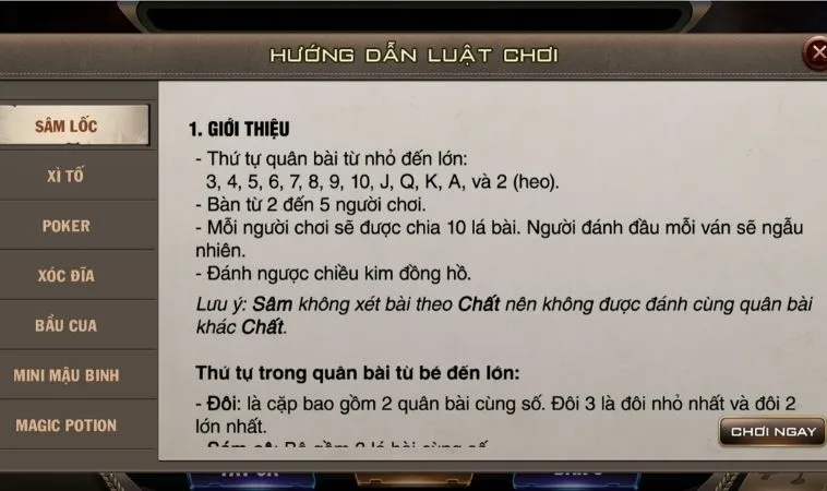 Hướng dẫn chơi Sâm Lốc GO88