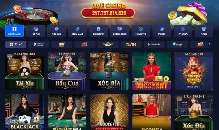 Giao diện sảnh Casino Online Go88 thiết kế đẹp, chuyên nghiệp